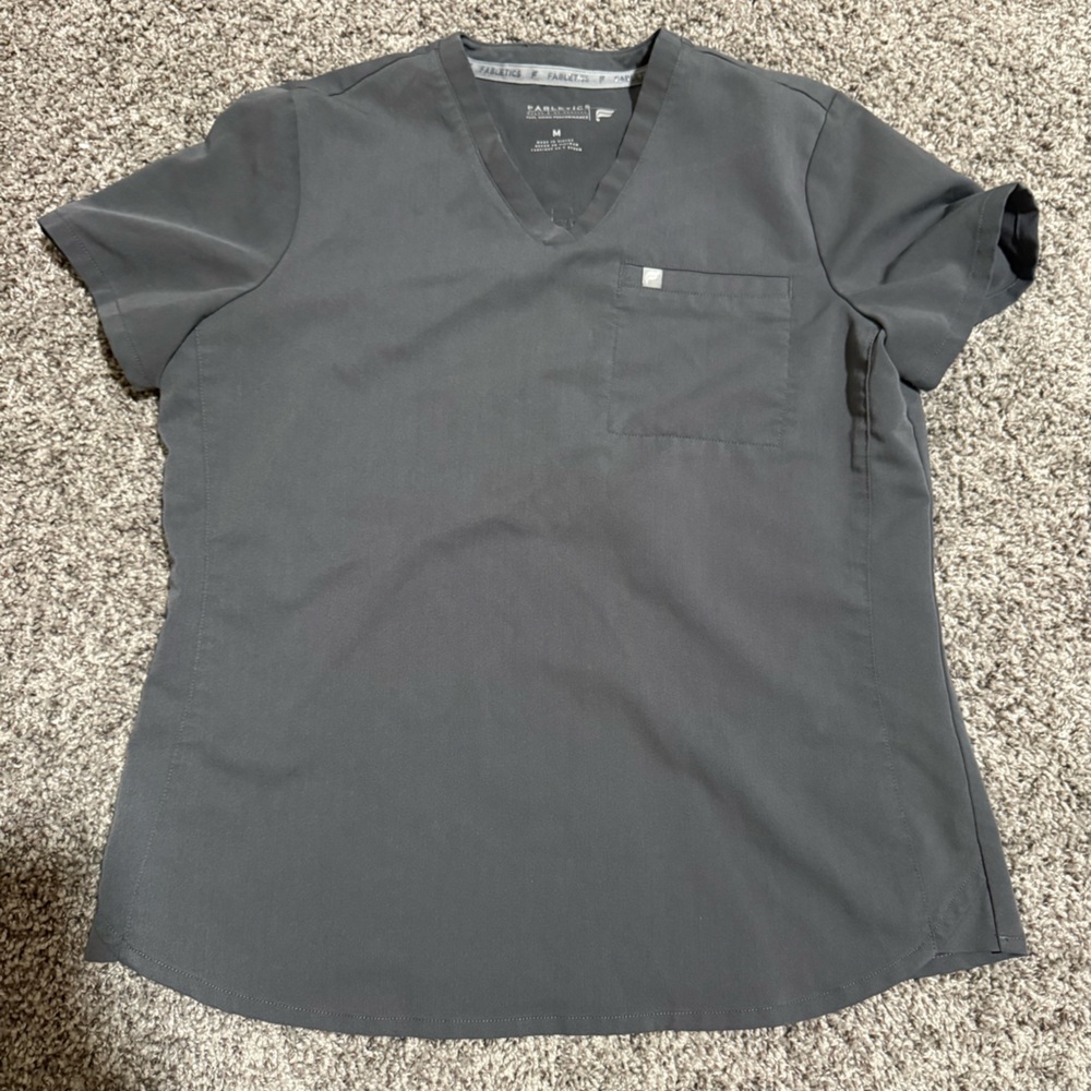 Fabletics Charcoal V-Neck Scrub Top